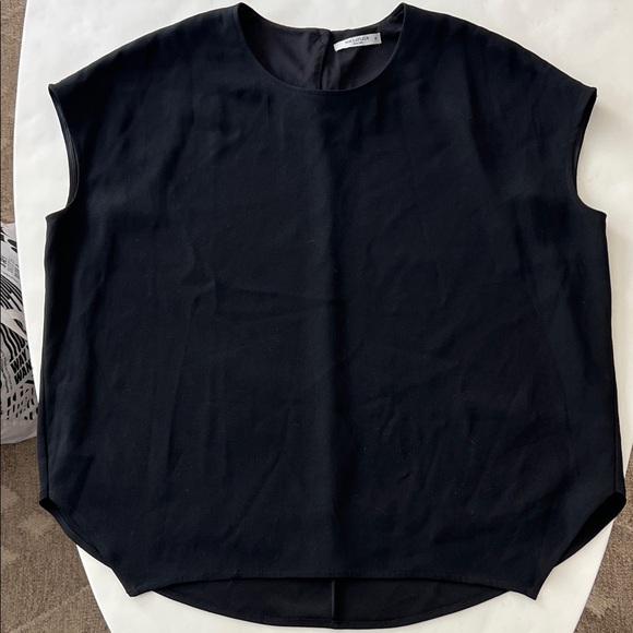 M.M. Lafleur Didion Black Cap Sleeve Modern Crepe Blouse Top Classic Drapey M - Picture 4 of 10